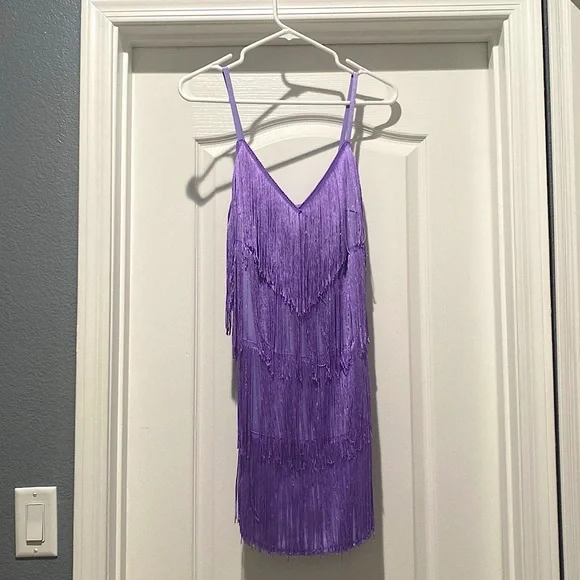 Dresses | Purple Fringe Dress M | Poshmark